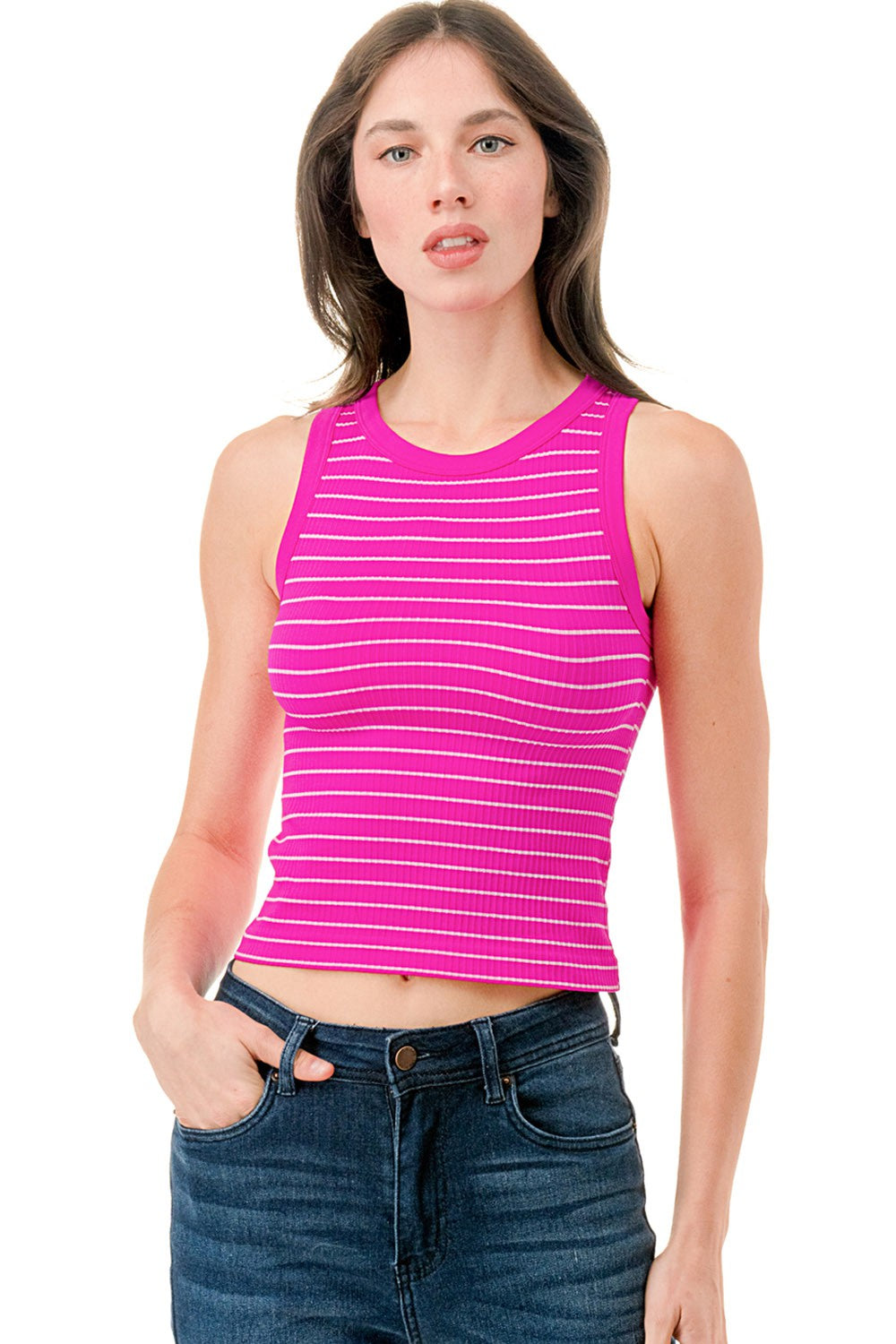 SEAMLESS STRIPE TANK TOP