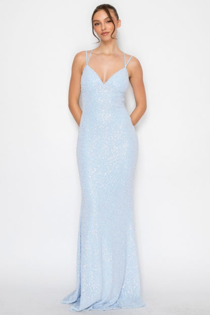 BEADED CORSET MESH MERMAID MAXI COCKTAIL DRESS