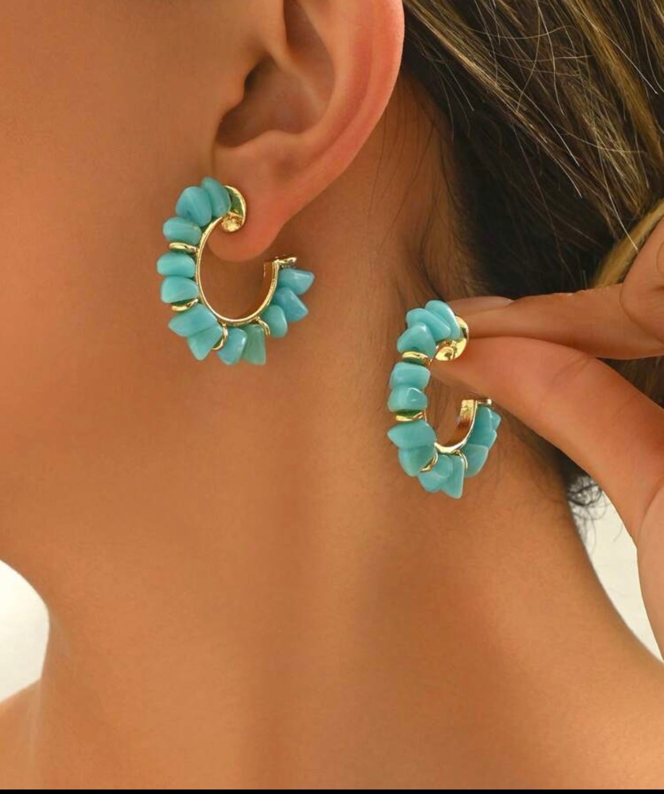 GREEN AVENTURINE NATURAL STONE BRAIDED EARRINGS