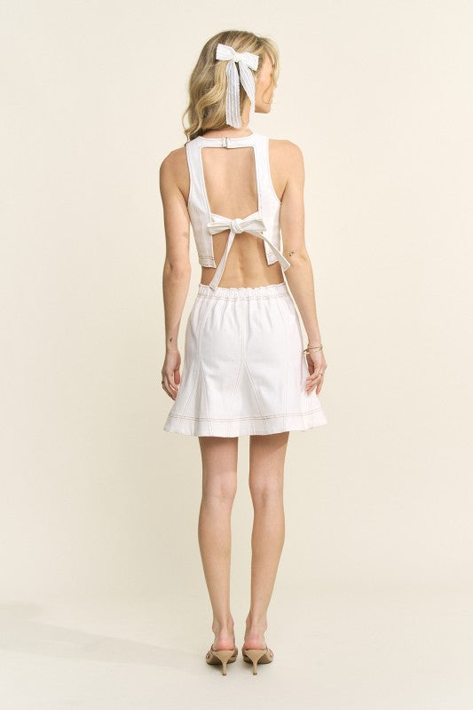 COTTON SPAN HALTER NECKLINE TIE BACK TOP AND SKIRT SET