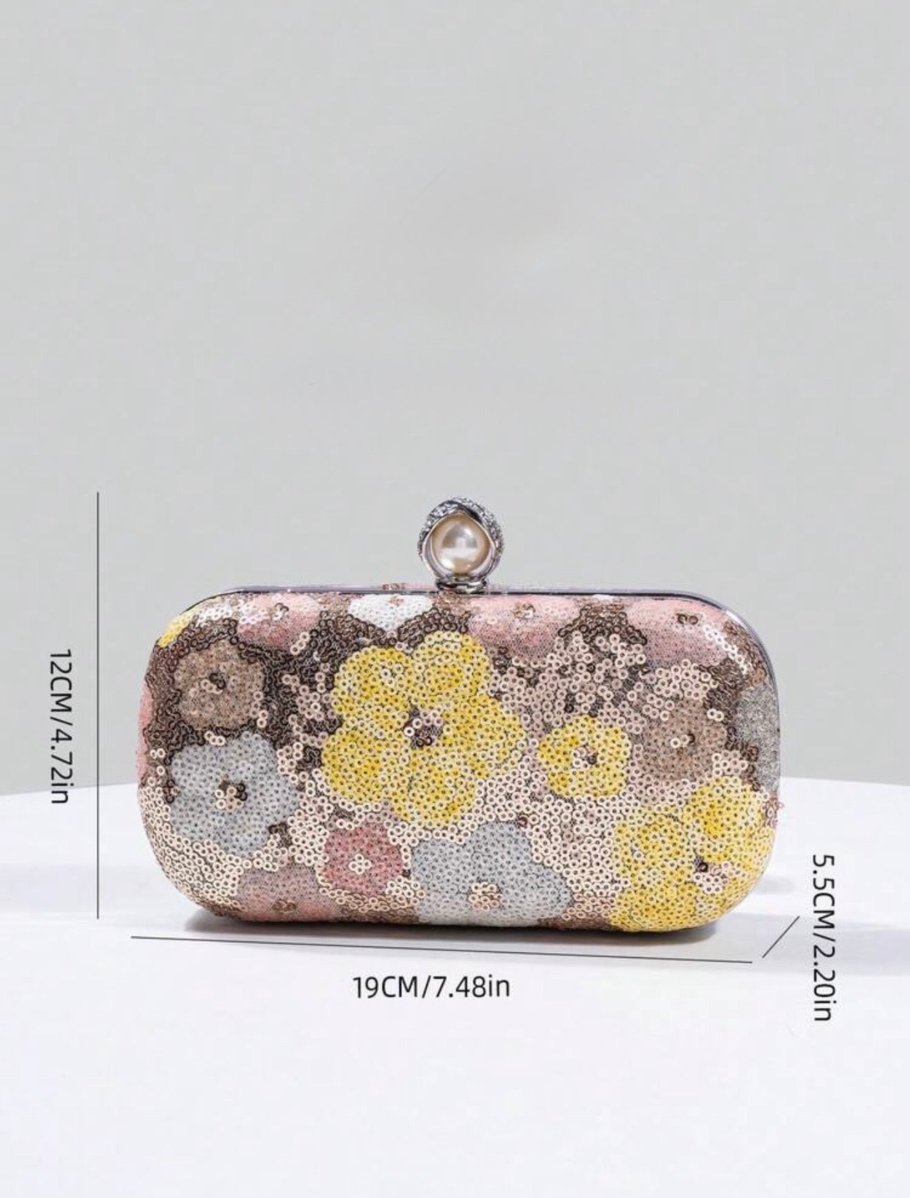 FLORAL SEQUIN EVENING CLUTCH BAG