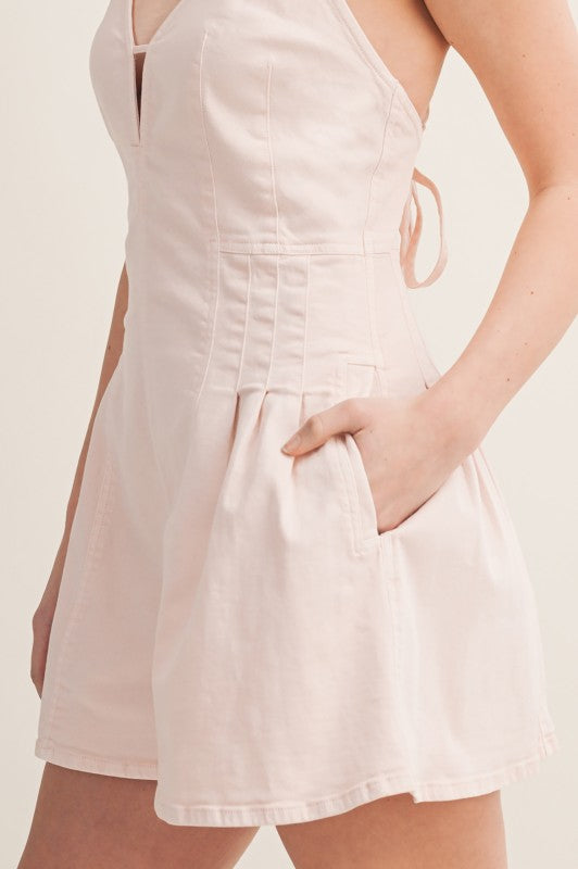 BACKLESS STRAPPY FLARE ROMPER