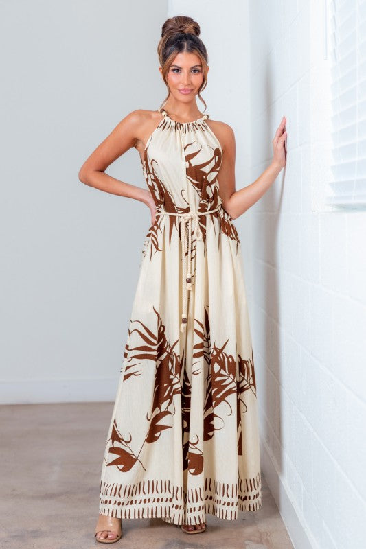 ROUND NECK BEADED DETAIL JUMPSUIT