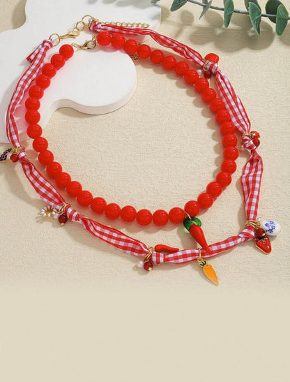 CHILI STRAWBERRY BEADED NECKLACE SET