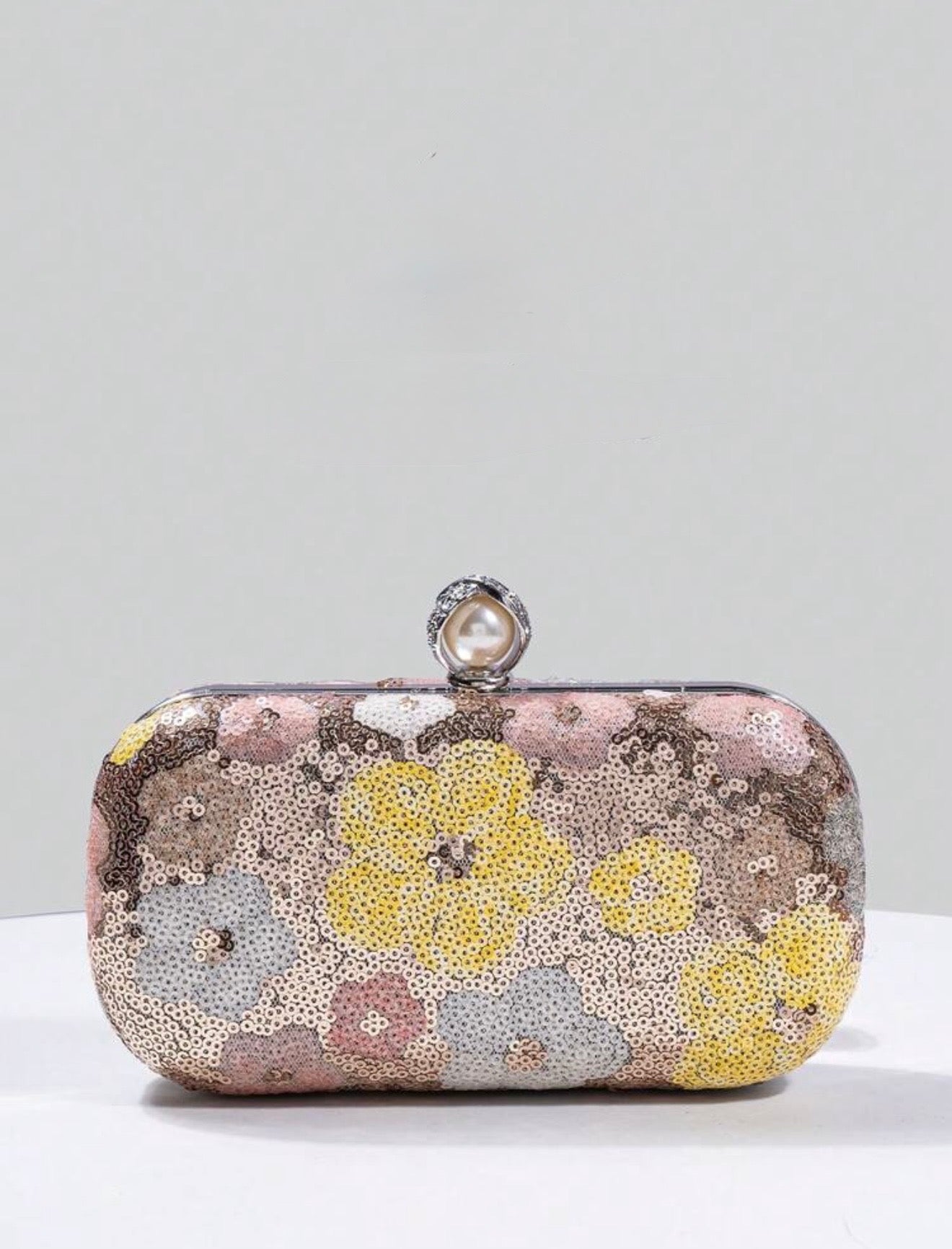 FLORAL SEQUIN EVENING CLUTCH BAG