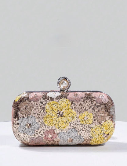 FLORAL SEQUIN EVENING CLUTCH BAG