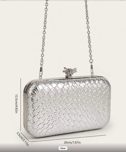 TEXTURED LEATHER EVENING CLUTH BAG