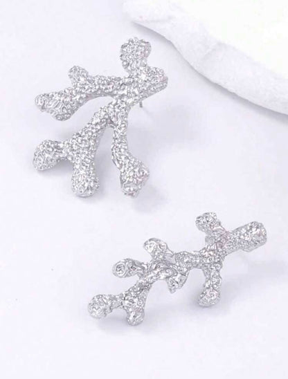 SILVER CORAL STUD EARRINGS