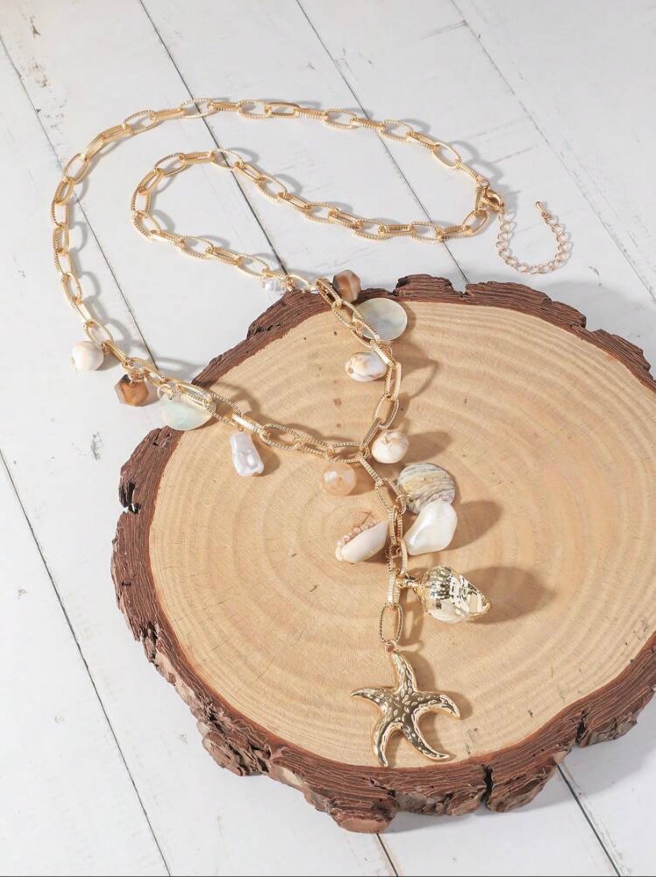 STARFISH BEADED LONG SUMMER NECKLACE