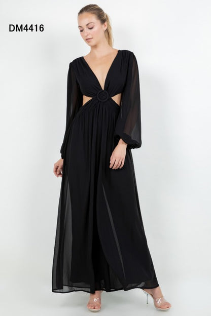 RIGHT FRONT CUT OUT CHIFFON JUMPSUIT