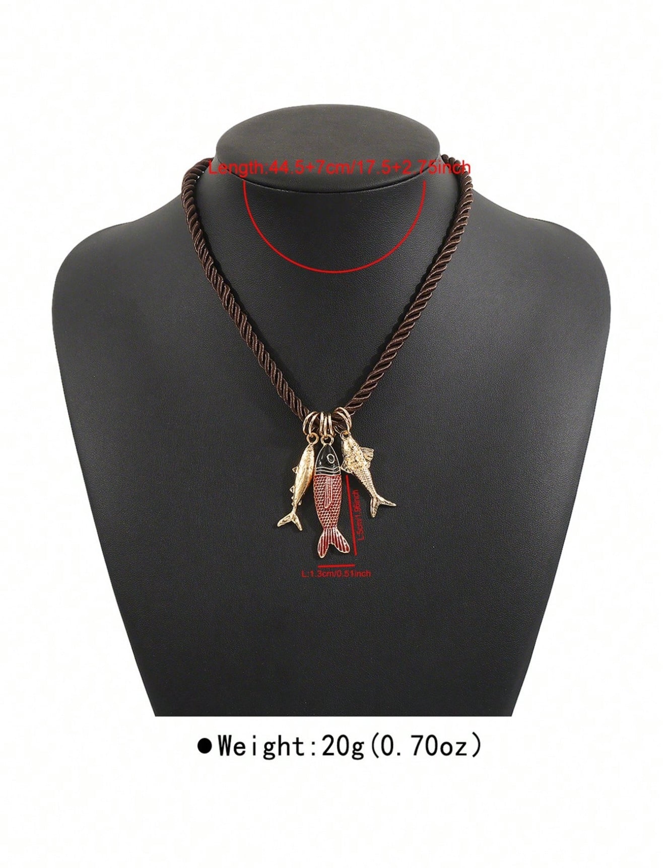 HANDMADE KNITTED FISH PENDANT NECKLACE