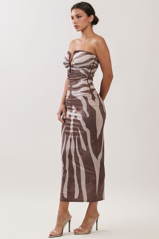 ABSTRACT TUBE MIDI DRESS