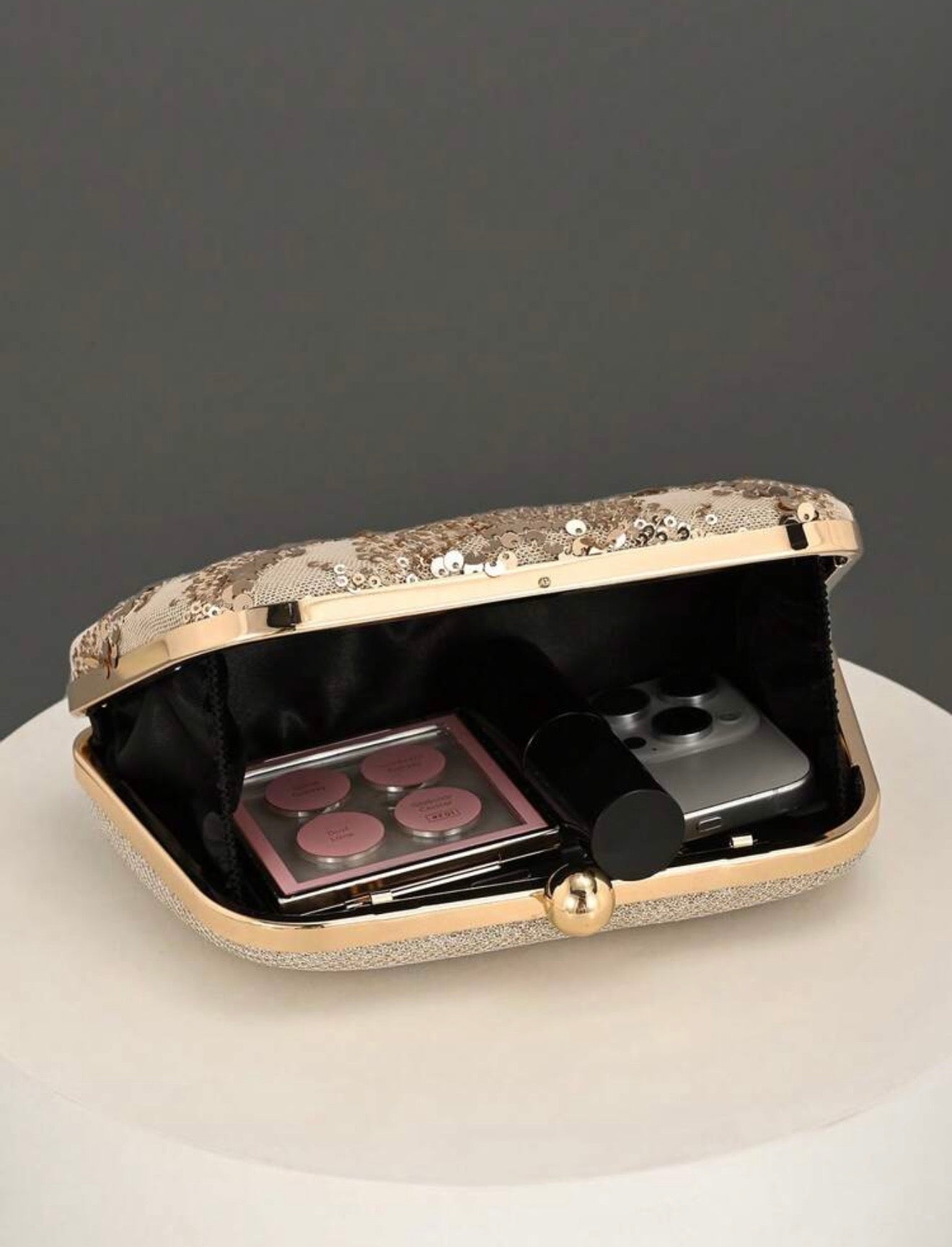 VINTAGE SHINY SEQUINED EMBROIDERED EVENING CLUTCH