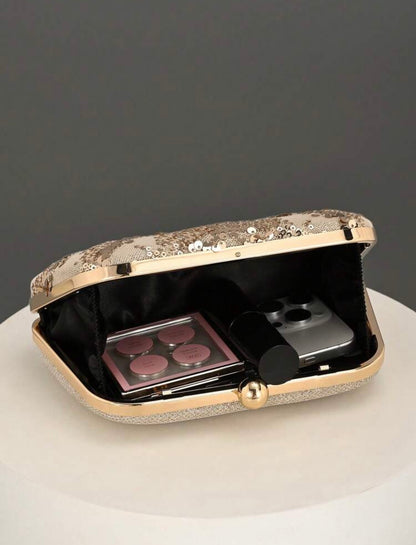 VINTAGE SHINY SEQUINED EMBROIDERED EVENING CLUTCH