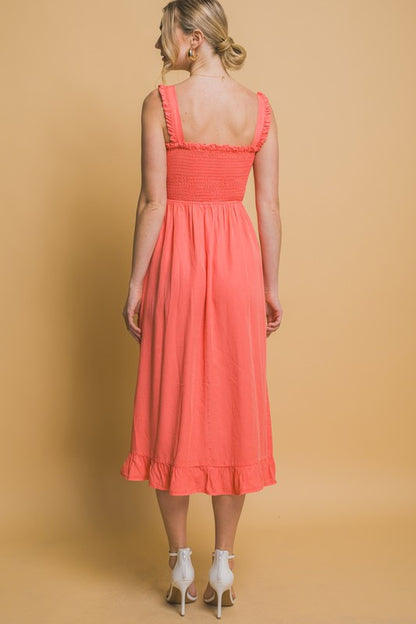 SMOCKED MAXI DRESS