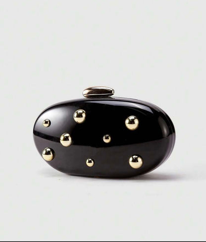 ROUND HARD SHELL CLUTCH EVENING BAG WITH CHAIN