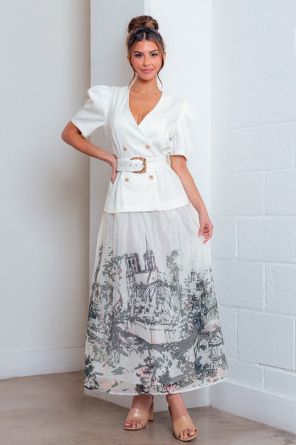 SHORT SLEEVES BLAZER MAXI DRESS