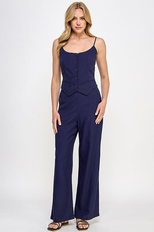 CAMI VEST LINEN JUMPSUIT