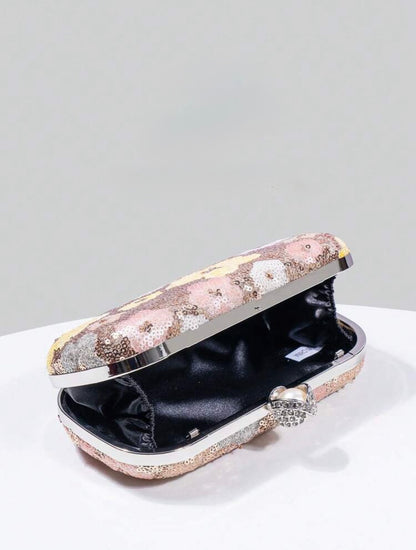 FLORAL SEQUIN EVENING CLUTCH BAG