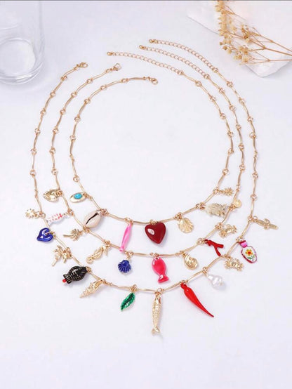 BOHEMIAN MULTILAYER CHARM NECKLACE