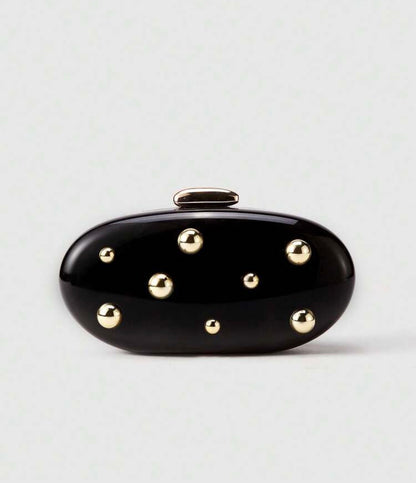 ROUND HARD SHELL CLUTCH EVENING BAG WITH CHAIN