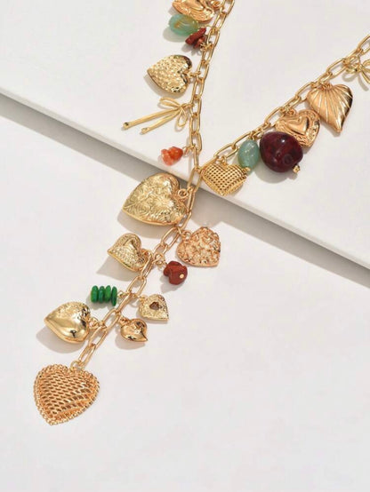GOLD HEARTS PENDANT Y LONG NECKLACE