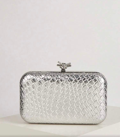 TEXTURED LEATHER EVENING CLUTH BAG