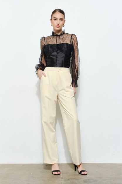 LUXE LACE MOCK NECK LONG SLEEVES BLOUSE