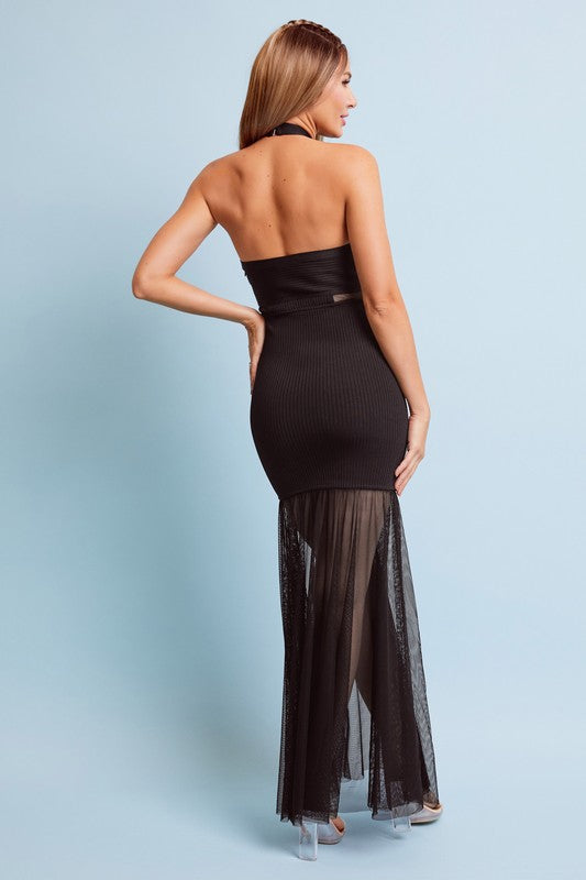 BANDAGE MOCK NECK MIDI DRESS
