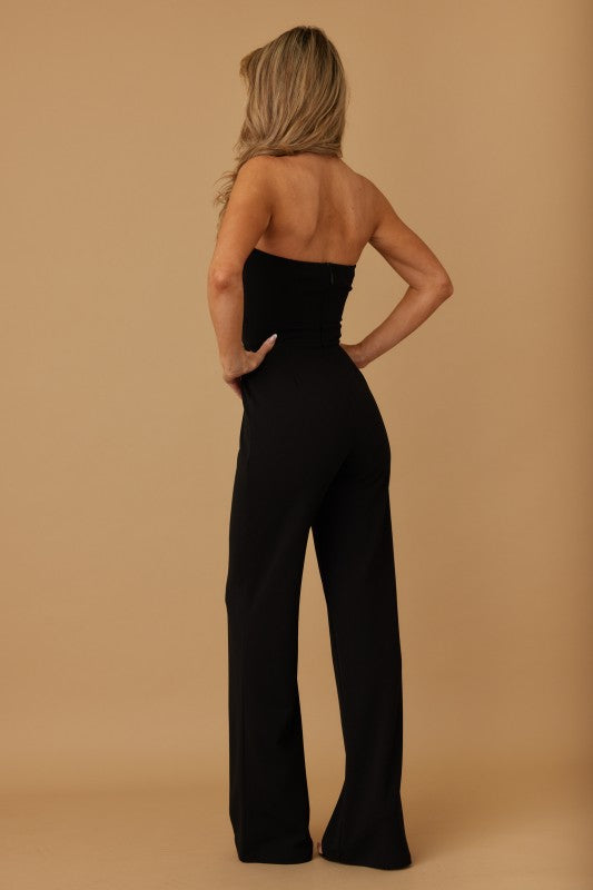 WIDE WAISTBAND STRAPLESS JUMPSUIT
