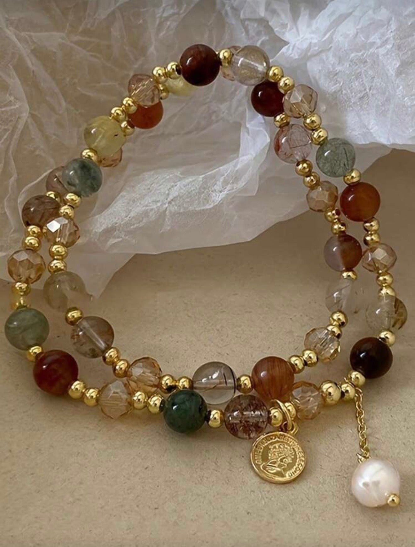 FAUX PEARL & CRYSTAL BRACELET