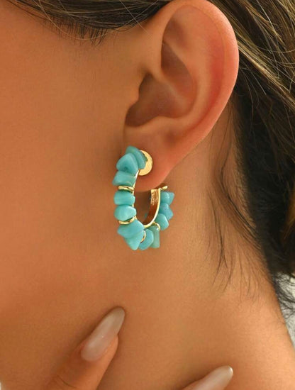 GREEN AVENTURINE NATURAL STONE BRAIDED EARRINGS