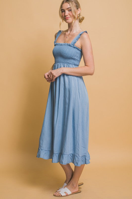 SMOCKED MAXI DRESS