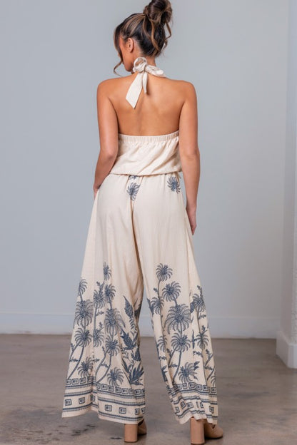 HALTER TOP AND FRONT TIE PANTS SET