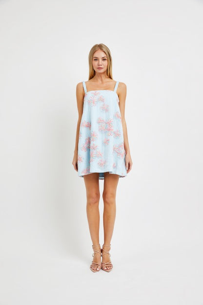 LACE SLEEVELESS MINI PARTY DRESS WITH BRAID STRAP