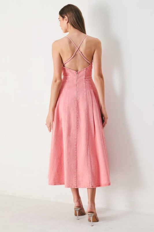 WASHED WOVEN MIDI DRESS