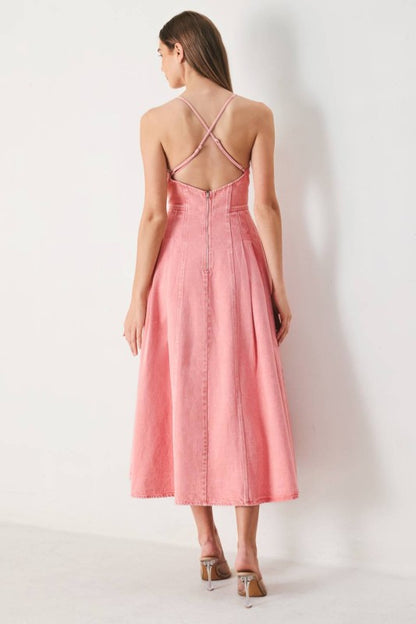 WASHED WOVEN MIDI DRESS