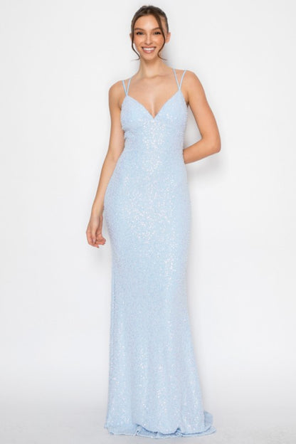 BEADED CORSET MESH MERMAID MAXI COCKTAIL DRESS