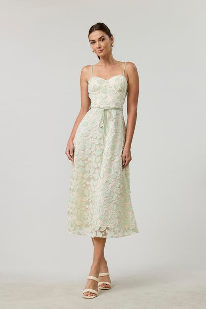 FLORAL EMBROIDERED MIDI DRESS