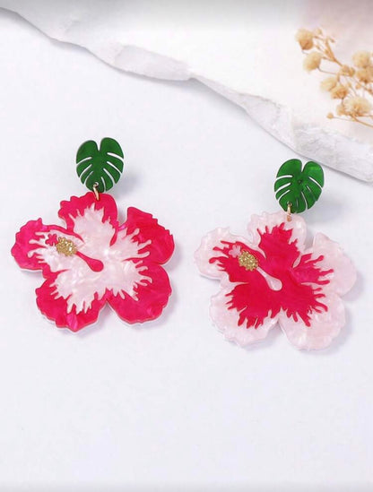 ACRYLIC FLOWER DROP EARRINGS