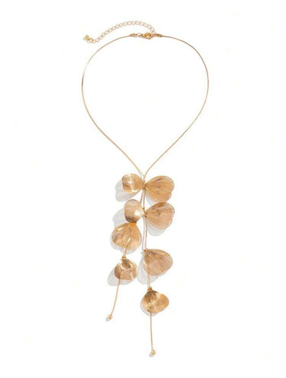 3 PCS METALLIC TASSEL Y SHAPED NECKLACE AND EARRINGS SET