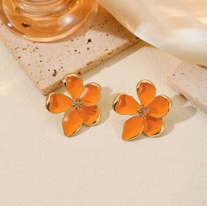 DRIP OIL FLORAL DESIGN BRACELET & EARRING SET
