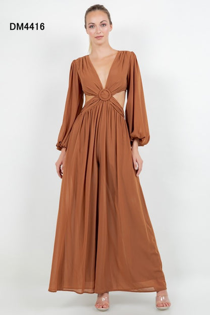 RIGHT FRONT CUT OUT CHIFFON JUMPSUIT