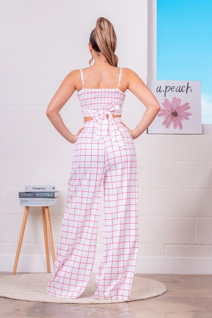 PLAID CROP TOP AND PANTS SET