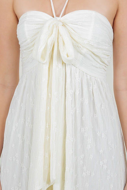 SOLID FRONT TIE HALTERED JUMPSUIT
