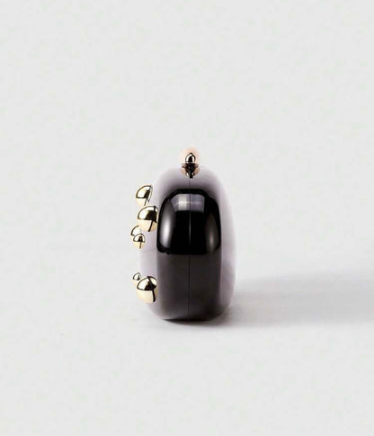 ROUND HARD SHELL CLUTCH EVENING BAG WITH CHAIN