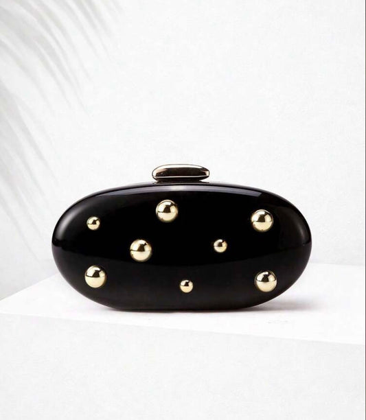 ROUND HARD SHELL CLUTCH EVENING BAG WITH CHAIN