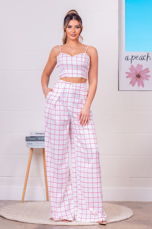 PLAID CROP TOP AND PANTS SET