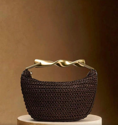 WOVEN METALLIC CUMMER CLUTCH BAG