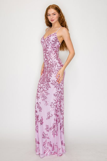 Sequin Embellished Criss Cross Maxi Dress